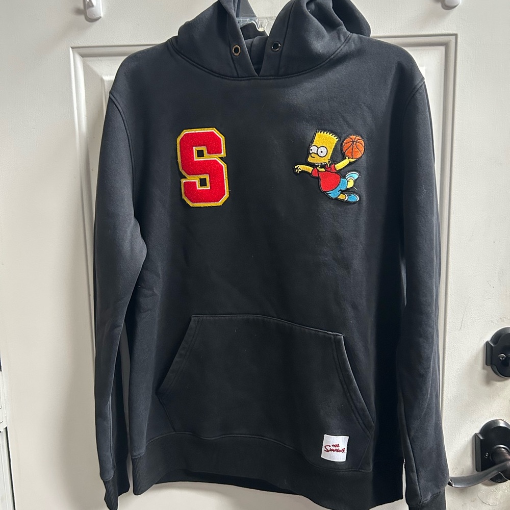 20th Century Studios Black Hoodie with Bart Simpson Patch Sz L